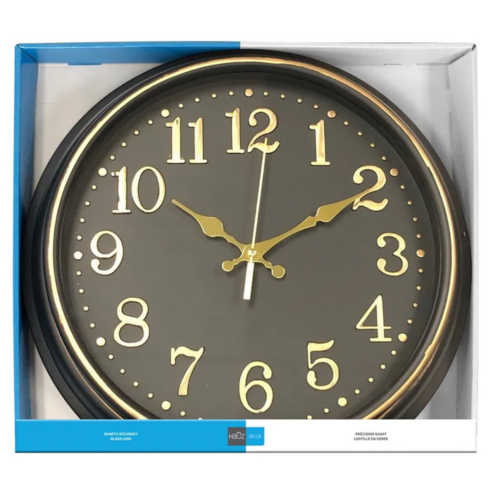 HAUZ 16" WALL CLOCK - BLACK & COPPER