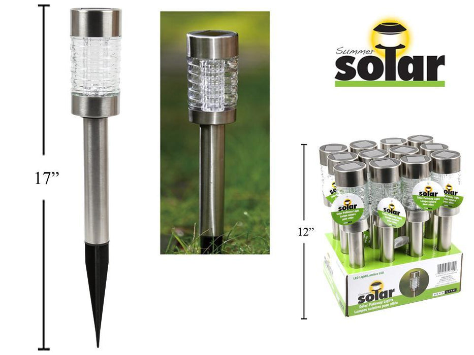 SOLAR STAKE LIGHT 16.75IN LED GLASS STRIPED