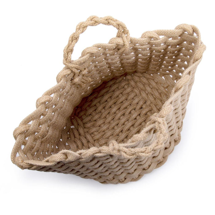 CHUNKY JUTE WOVEN BASKET WITH HANDLE, 11.75'' X 11.75''H