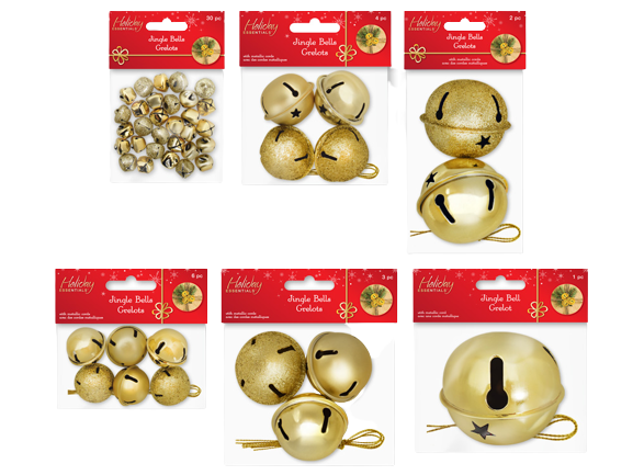 JINGLE BELLS SHINY/MATTE/GLITTER MIX  A) GOLD MEDLEY - 6 STYLES AVAILABLE - PER STYLE