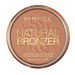 Rimmel London Natural Bronzer waterproof bronzing powder in a round metallic compact, shown against a plain white background.