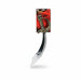 A packaged pirate-style curved sword prop with a red and black card backing, shown on a white background with a vertical measurement marker indicating 20 inches.