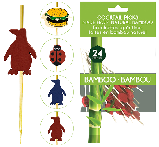 BAMBOO COCKTAIL PICKS 5'' 24 PCS