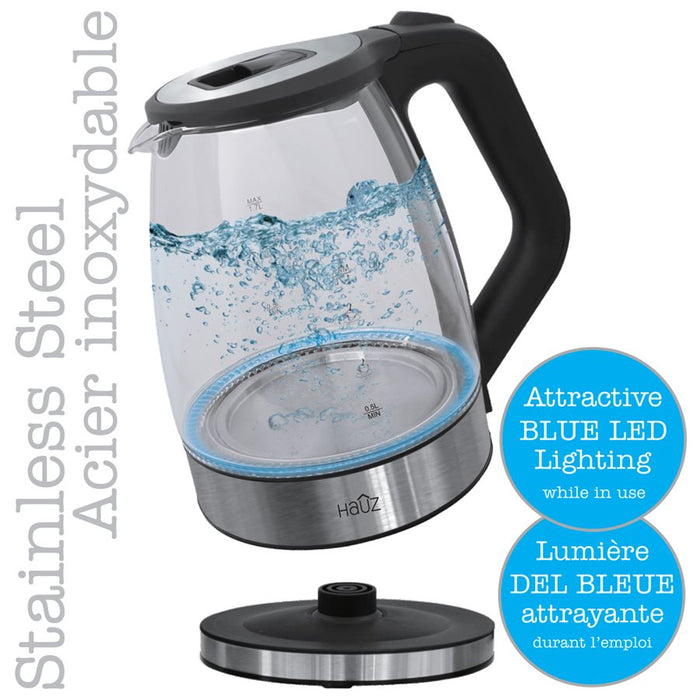 HAUZ 1.7L GLASS KETTLE WITH LED BASE