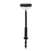 Solar-powered garden light with black base and clear top on a white background