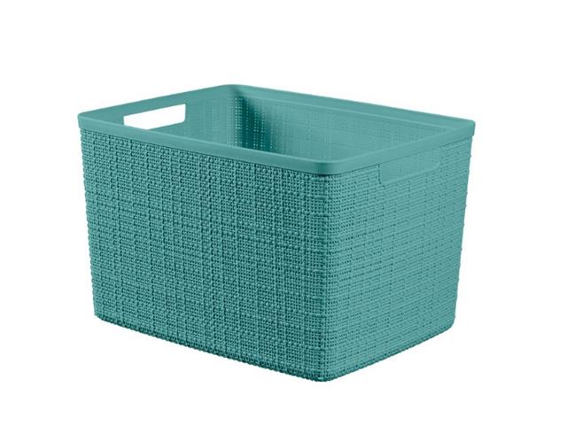 19 QT JUTE MEDIUM BASKET AQUA 5.7 X 14 X 10.7
