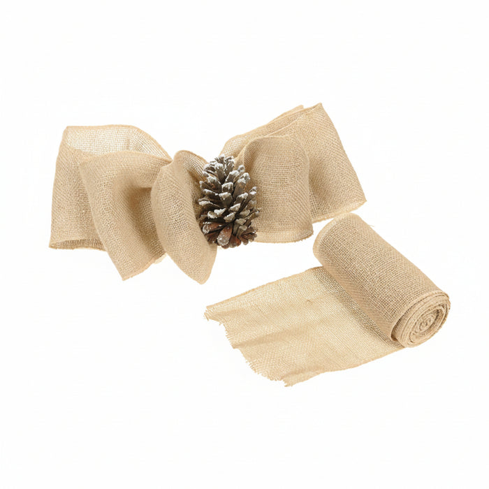 BURLAP RIBBON  (NATURAL) 6" X 5 YDS