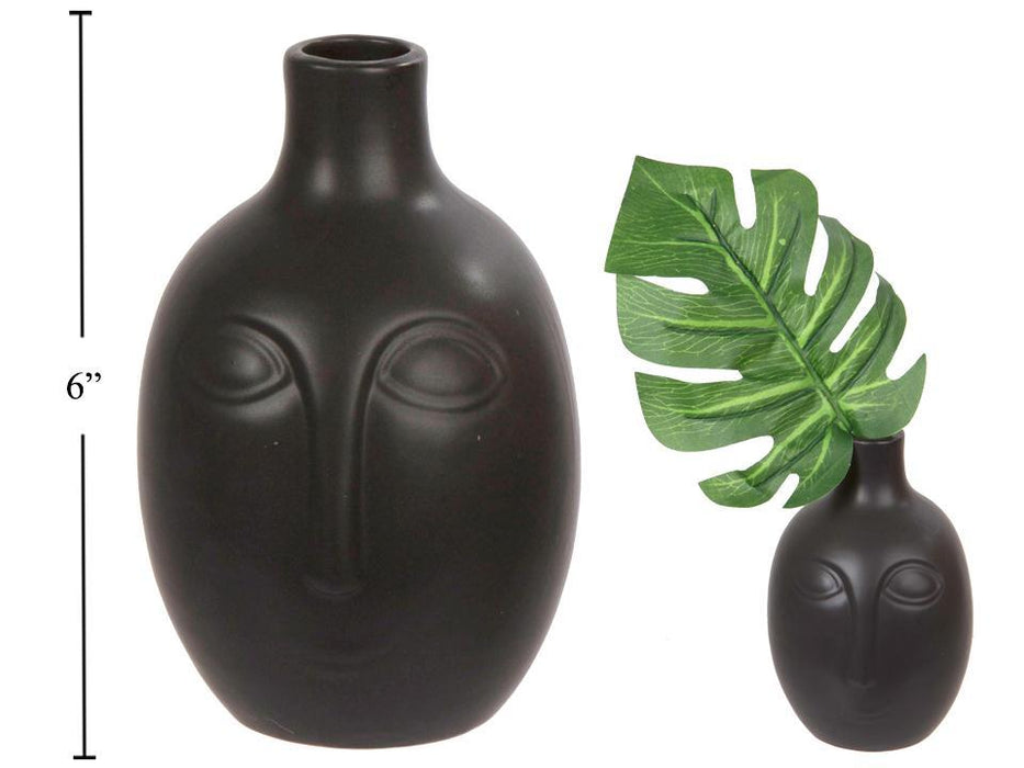 MATTE BLACK BULB FACE VASE