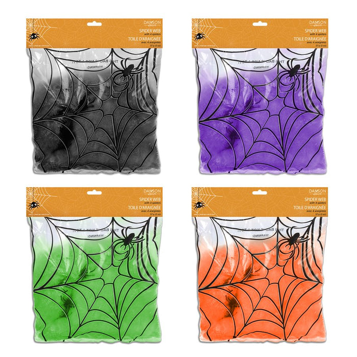 ASSORTED SPIDER WEB WITH 4 SPIDERS