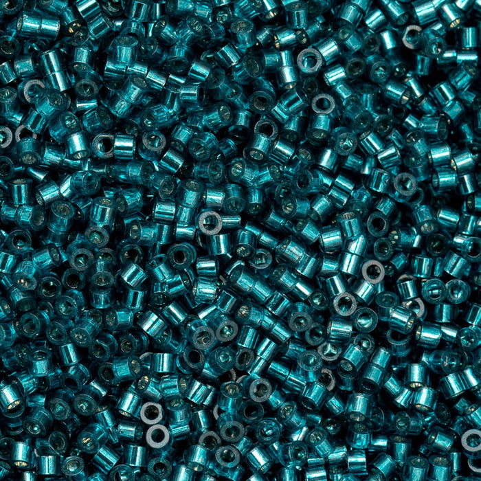 Close-up of teal glass beads
