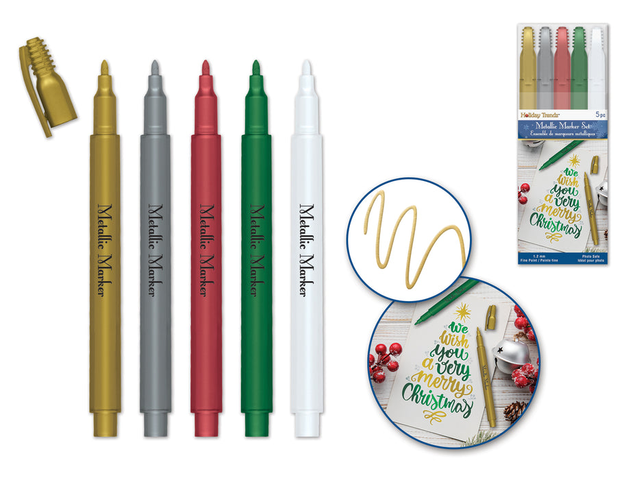 HOLIDAY METALLIC MARKER SET - 1.2MM FINE POINT