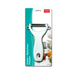 Y-shaped peeler on a KitchenAid branded packaging with fruits and vegetables in the background.