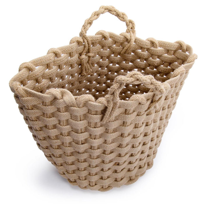 CHUNKY JUTE WOVEN BASKET WITH HANDLE, 11.75'' X 11.75''H