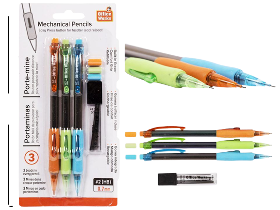 MECHANICAL PENCILS PACK OF 3