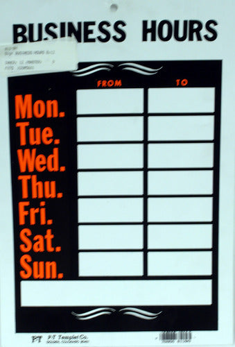 SIGN - STORE HOURS 8X12IN