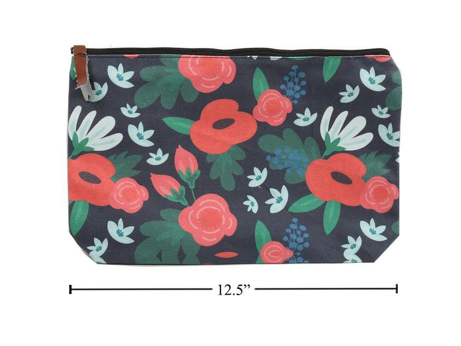 BOTANICA CANVAS ZIP POUCH 11X8X3''