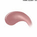 A glossy swatch of dusty rose pink cosmetic product with fine shimmer, labeled 'PURRR.