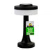 Black solar lamp with a label on a white background