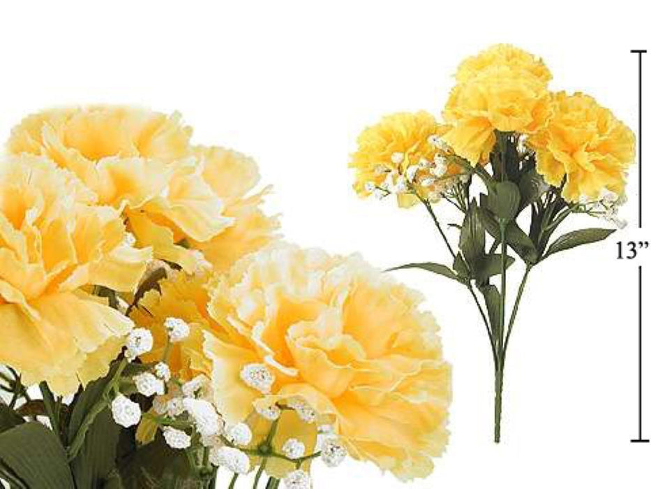 CARNATIONS WITH BABY BREATH - YELLOW