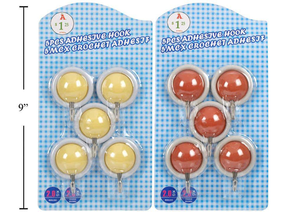 5PC PLASTIC ADHESIVE HOOKS