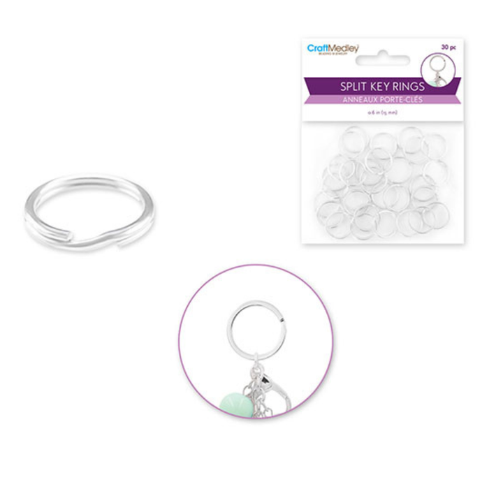 9/16IN SPLIT KEY RINGS - HEAVY DUTY - SILVER 30pc