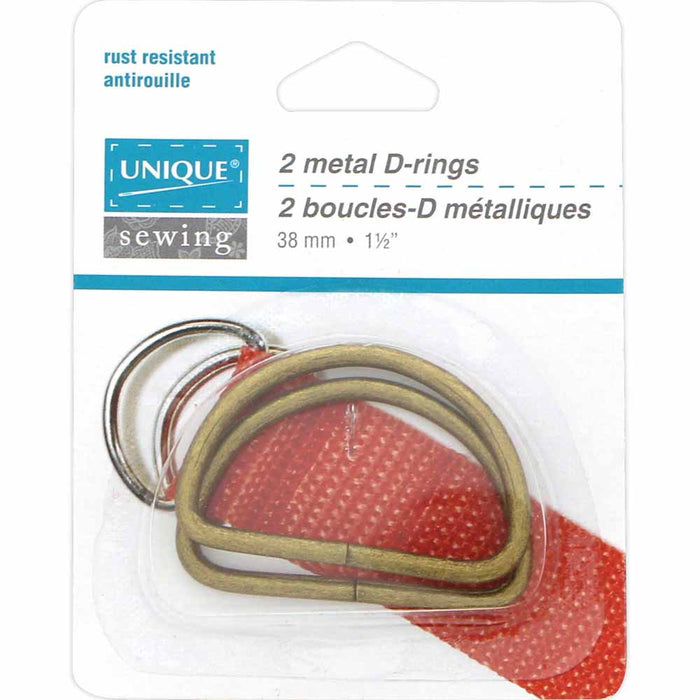 UNIQUE SEWING METAL D-RINGS - 38MM (1 1/2IN)