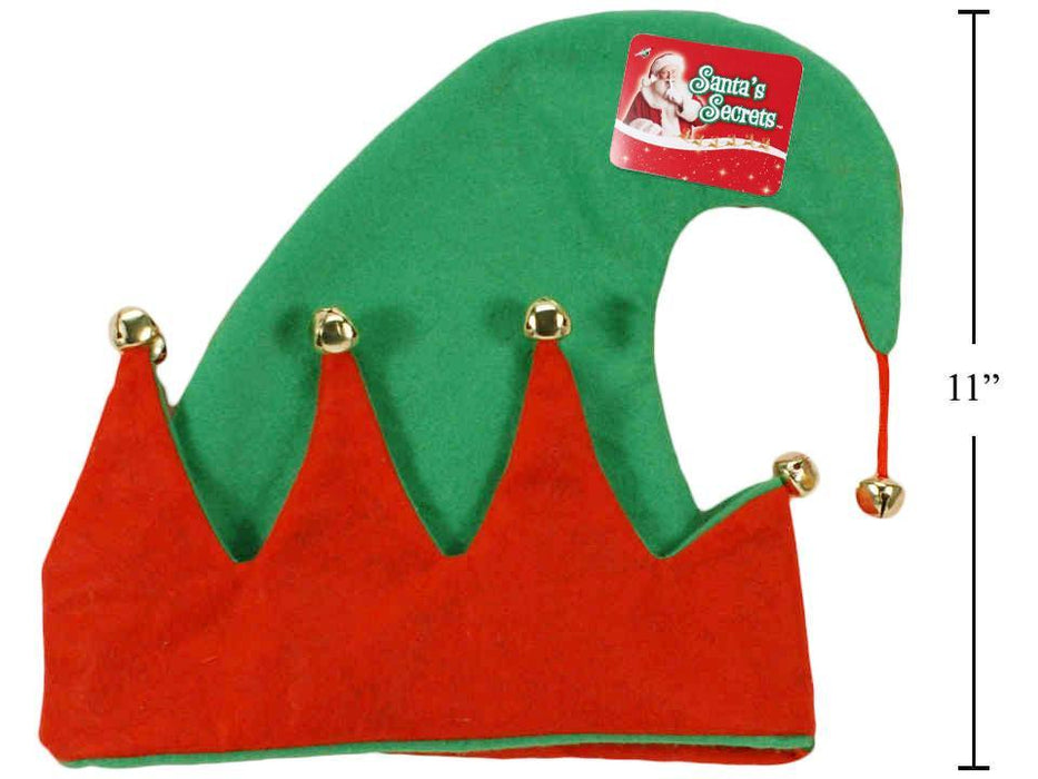 CHRISTMAS 10'' ELF HAT W/BELLS