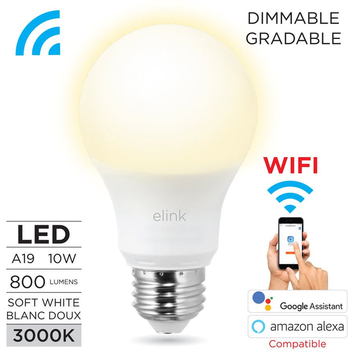 SOFT WHITE DIMMABLE SMART WIFI A19 LED BULB 9W