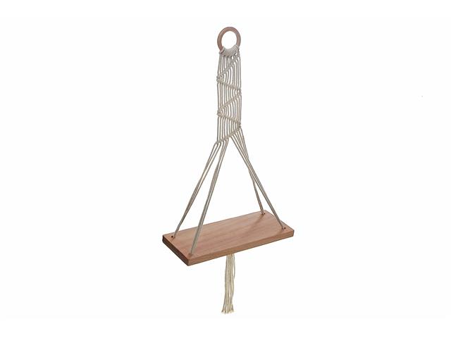 MACRAME WALL HANGER WITH WOODEN SHELF