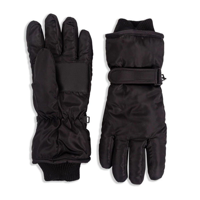 Pair of black insulated gloves on a white background