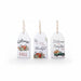Three white hanging decorative tags with autumn-themed printed designs on a white background. The left tag says 'Welcome FALL' with pumpkins and fall leaves.