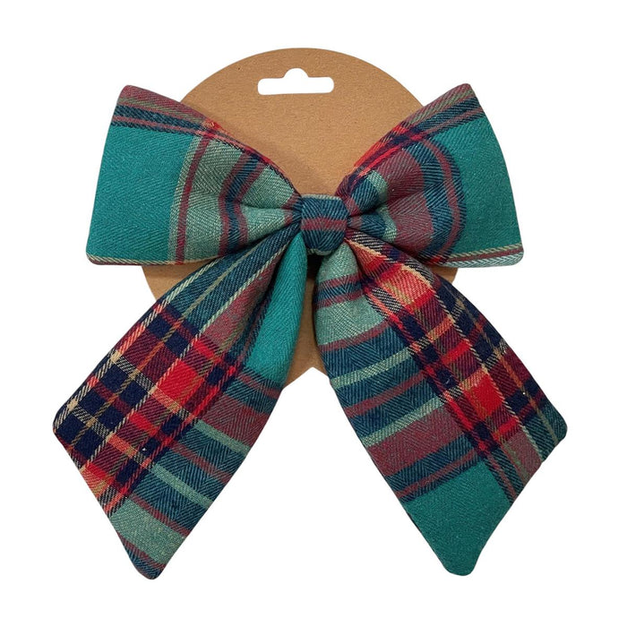 DECO N. CHRISTMAS GREEN RETROPLAID BOW