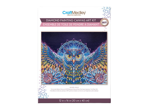DIAMOND PAINTING ART KIT 12INX16IN W/GEMS+TOOL+TRAY