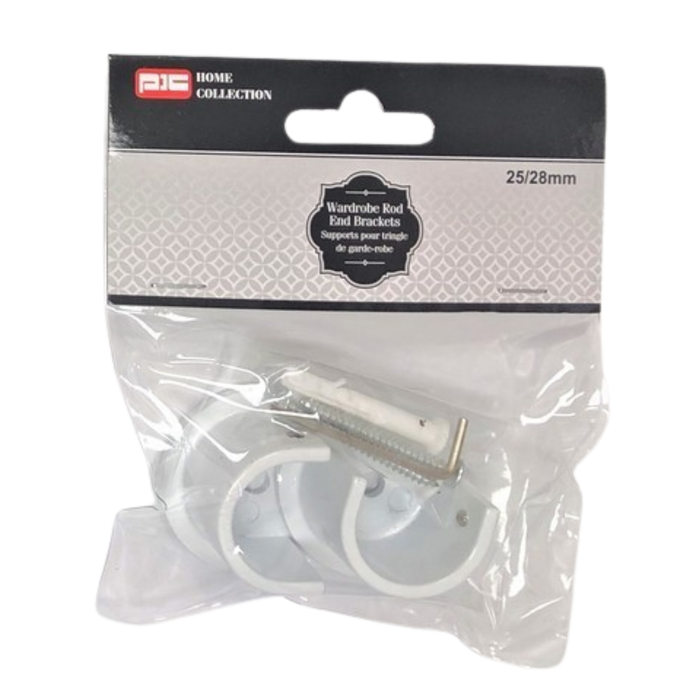 CLOSET ROD END BRACKETS WHITE 2PC