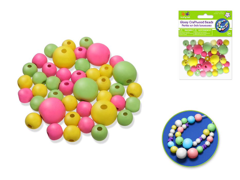 GLOSSY BEADS ROUND ASST COLOR AND SIZE 42PC B) PASTEL BLEND