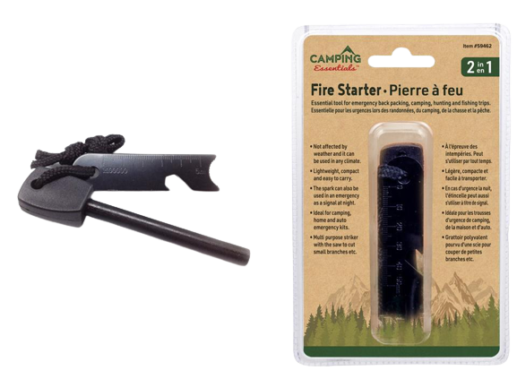 CAMPING 2 IN 1 FIRE STARTER CLAMSHELL