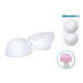 White silicone mushroom caps with packaging and a close-up of a decorated mushroom on a white background