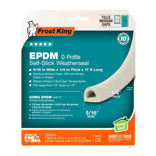 FROST KING SELF-STICK WEATHERSEAL 5/16"X1/4"X17'  V25WAC