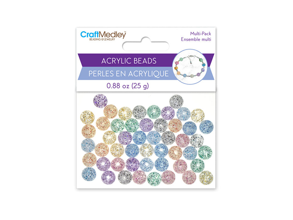 ACRYLIC BEADS: 10MM ROUND MULTI-PACK 25G