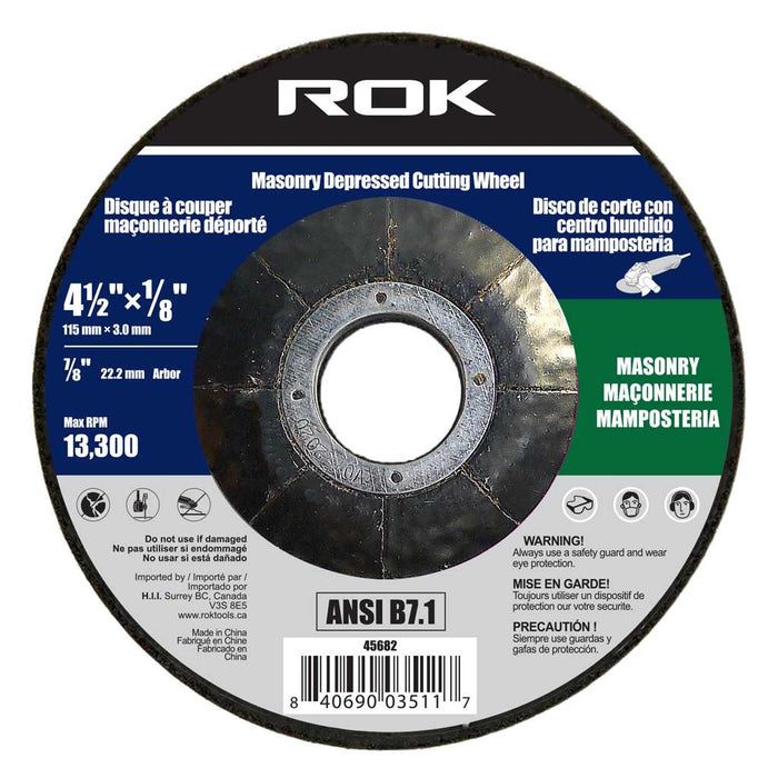 ROK 4-1/2" X 1/4" CONCRETE GRINDING WHEEL-DEPRESSED