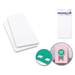 Notebooks, stickers, and a small card on a white background