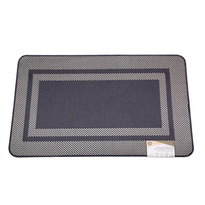 Black pet mat with grid pattern on a white background