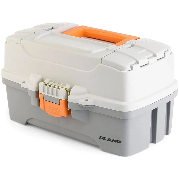 PLANO 2 TRAY TACKLE BOX W/DUAL TOP ACCESS BLUE MET/OFF WHITE