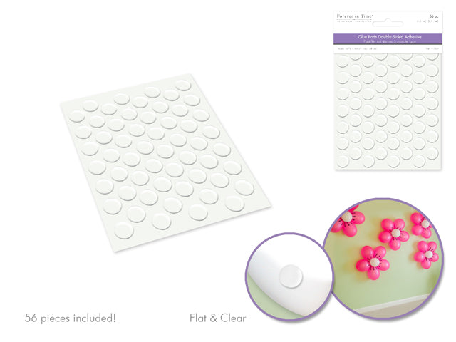 CLEAR GLUE PADS 1/2" ROUND 56PC