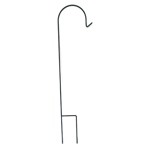 Black metal shepherd's hook on a white background