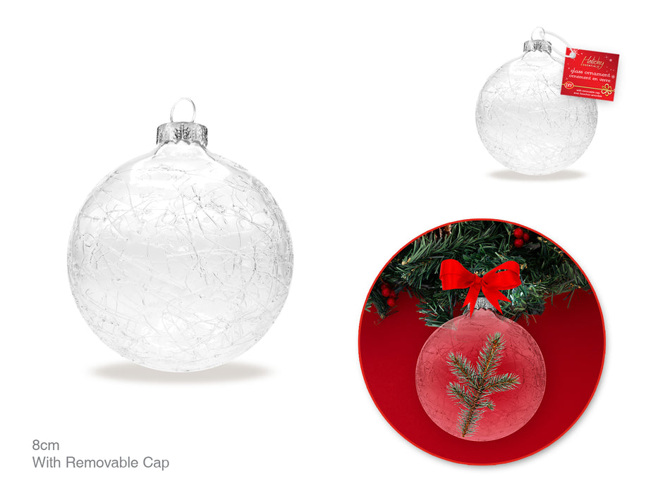 XMAS CRACLKED GLASS ORNAMENT