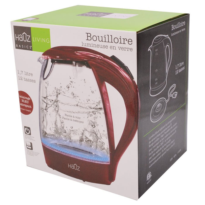 HAUZ 1.7L GLASS KETTLE WITH LED BASE