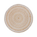 White Mandala Jute Placemat – 15" round, natural jute with white printed mandala design.