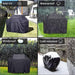 Black grill cover with features labeled Anti-UV, Waterproof, Windproof, and Cold-resistant.