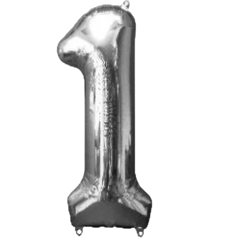 34" SILVER BALLOON FOIL NUMBER
